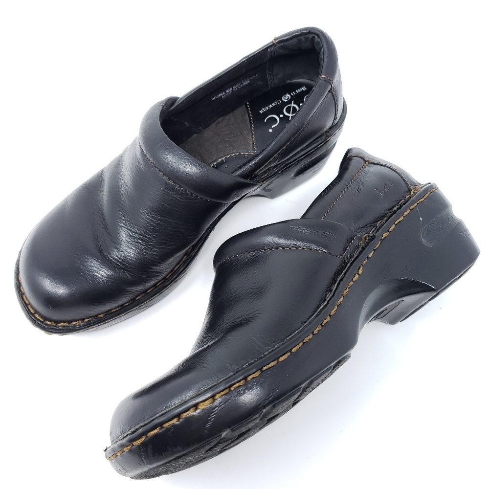 Born Clogs Loafers Solid Black Pebbled Leather